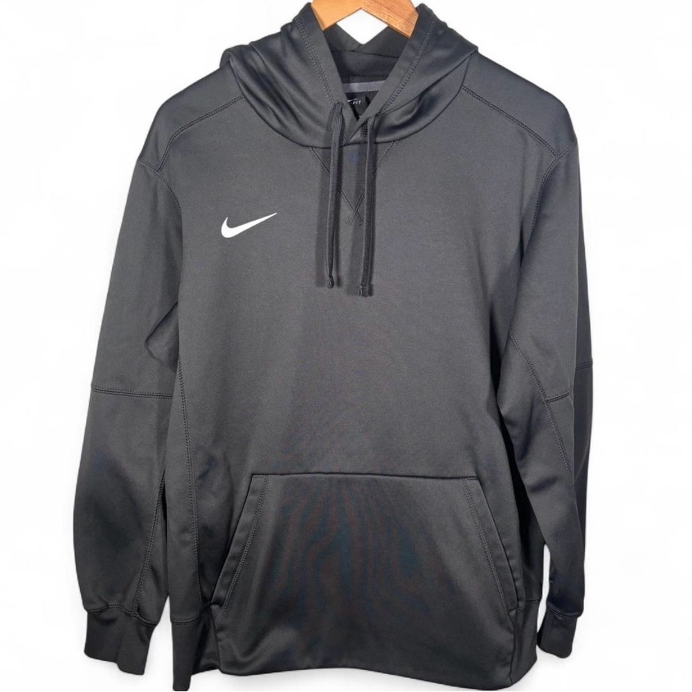 Nike Gray Performance Pullover Hoodie with White Swoosh